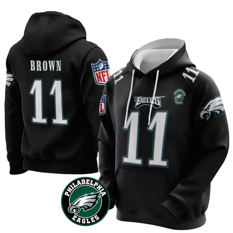Aj Brown 11 Philadelphia Eagles Jersey Black Men Hoodie Green White Vapor Limited
