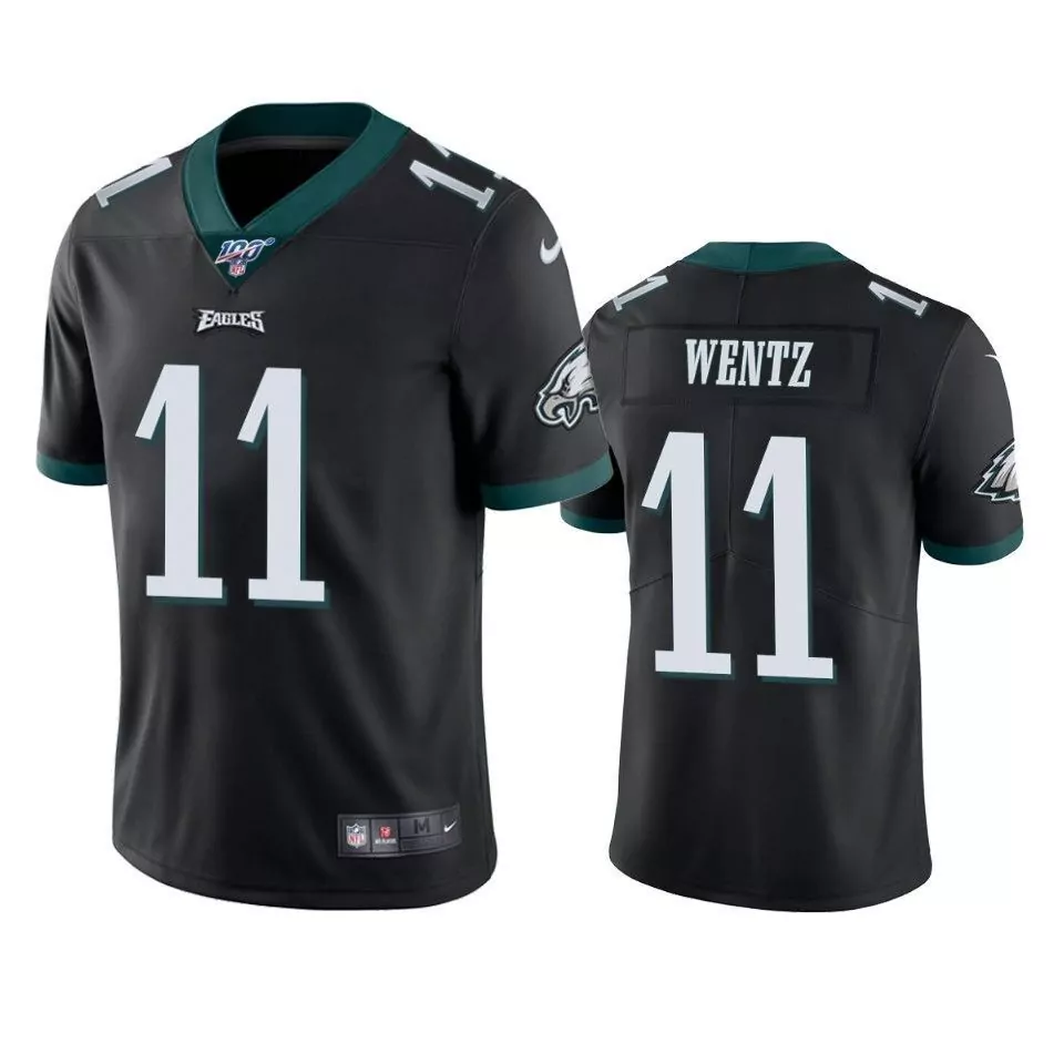 Carson Wentz 11 Jersey Black Philadelphia Eagles Men Green White Limited