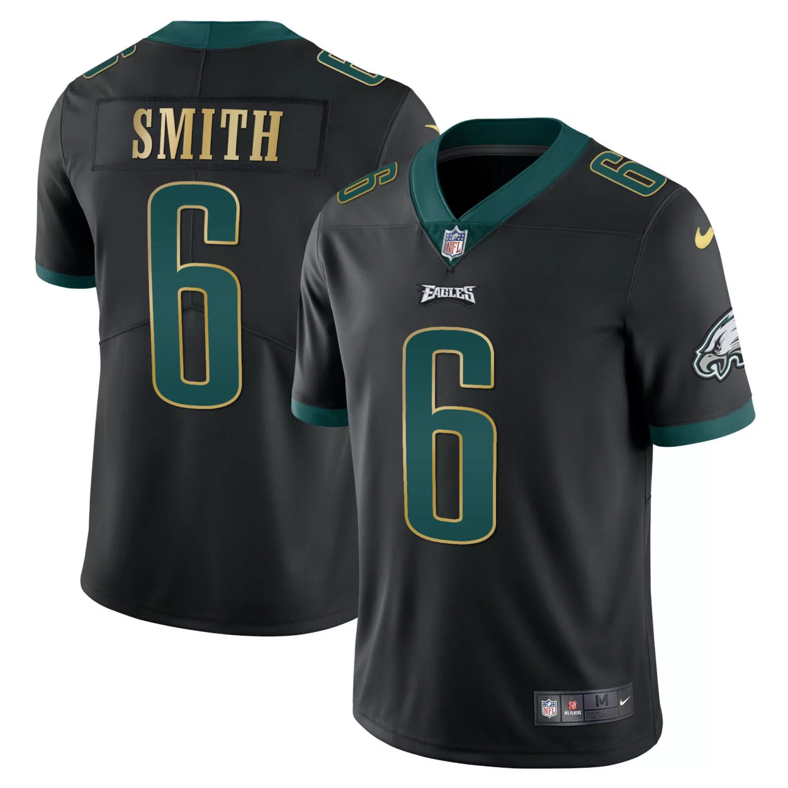 Devonta Smith 6 Eagles Jersey Black Men Alternate Green Gold Vapor All Stitched