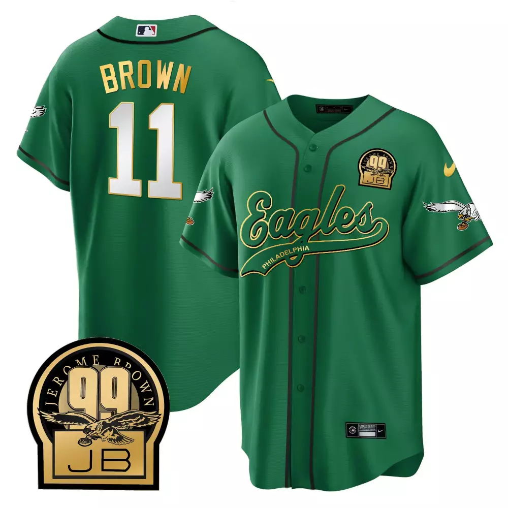 Brian Dawkins 11 Jersey Green Jerome Brown Philadelphia Eagles Men Gold White Black