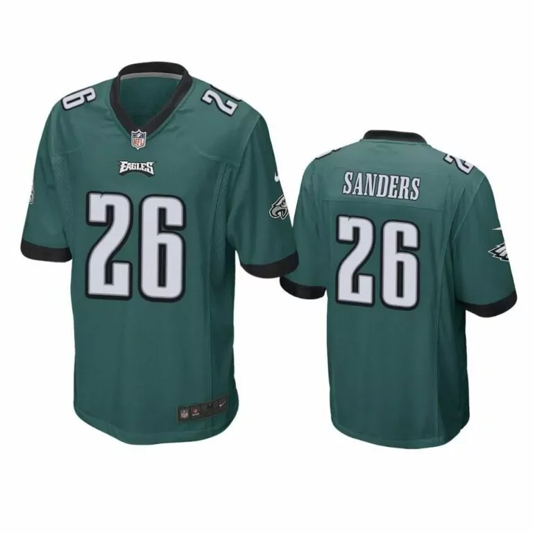 Miles Sanders 26 Eagles Jersey Green Men Replica Black White Game