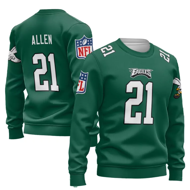 Jalen Carter 21 Eagles Jersey Green Men Sweatshirt White Vapor Limited Collection