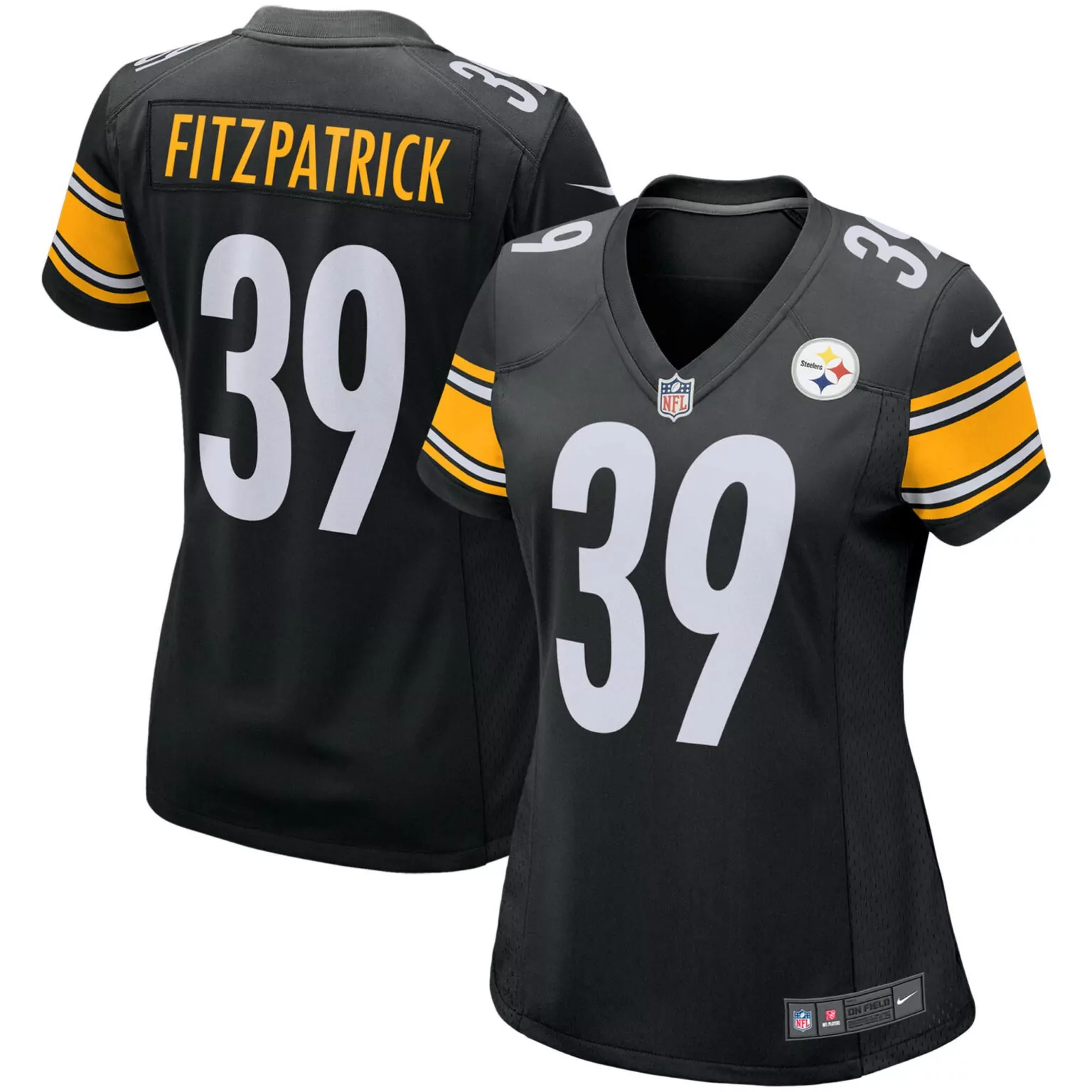 Minkah Fitzpatrick 39 Steelers Jersey Black Men Replica White Gold Game
