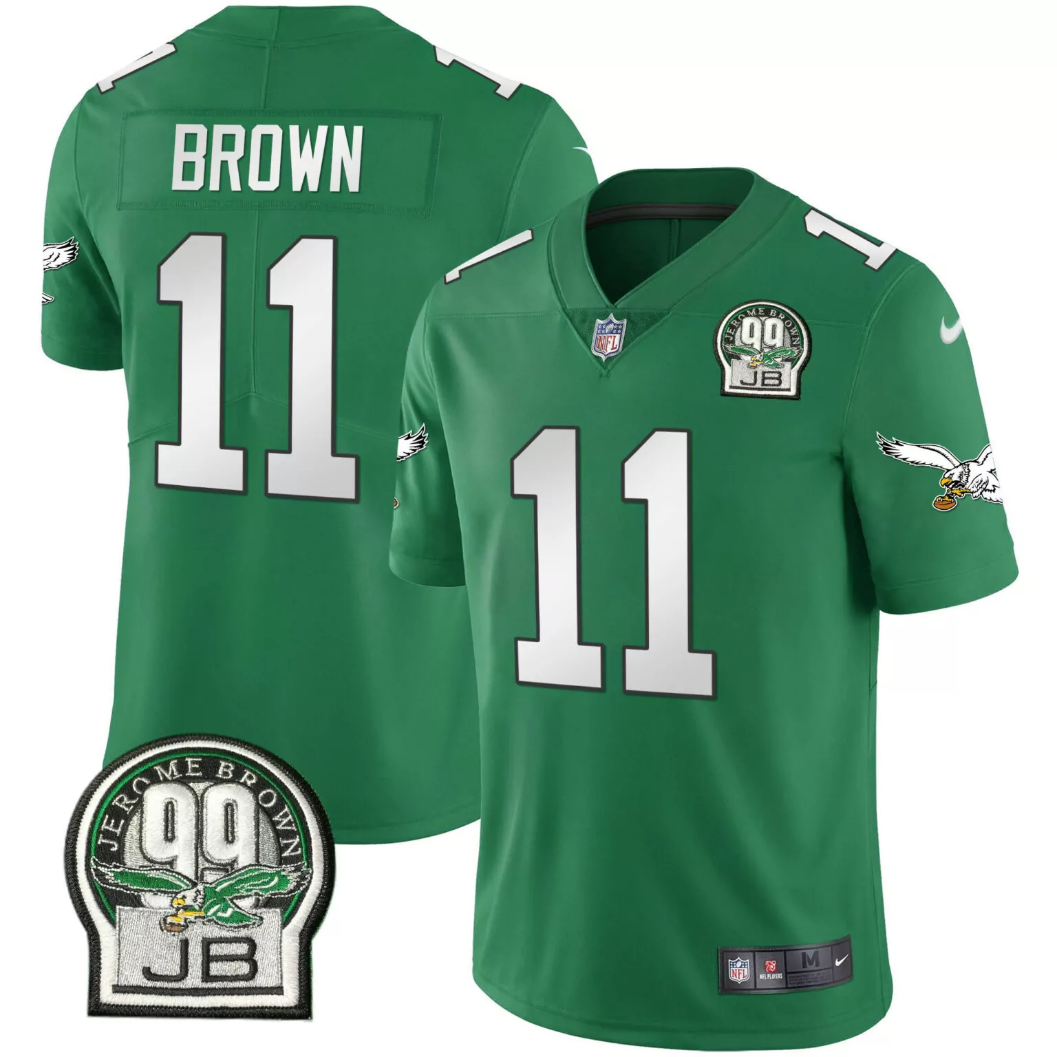 Aj Brown 11 Philadelphia Eagles Jersey Green Jerome 99 Jb Men Standard White Retired
