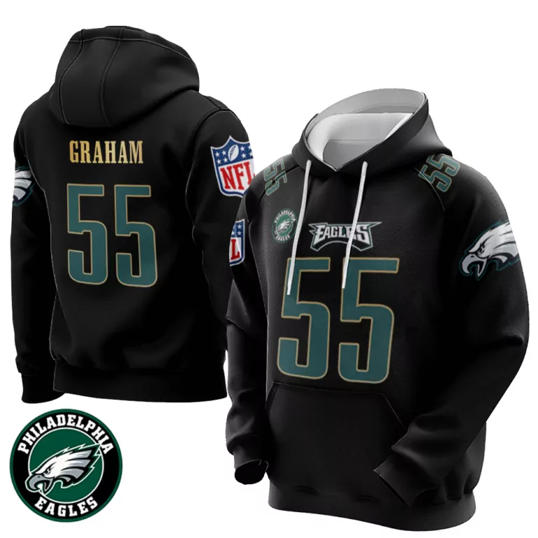 Brandon Graham 55 Jersey Black Philadelphia Eagles Men Hoodie Green White