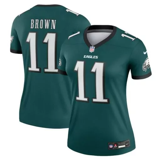 Aj Brown 11 Eagles Jersey Green Women Replica Black White