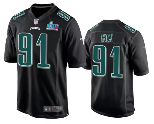 Fletcher Cox 91 Eagles Jersey Black Super Bowl Lvii Men Green Gray Stitched Game