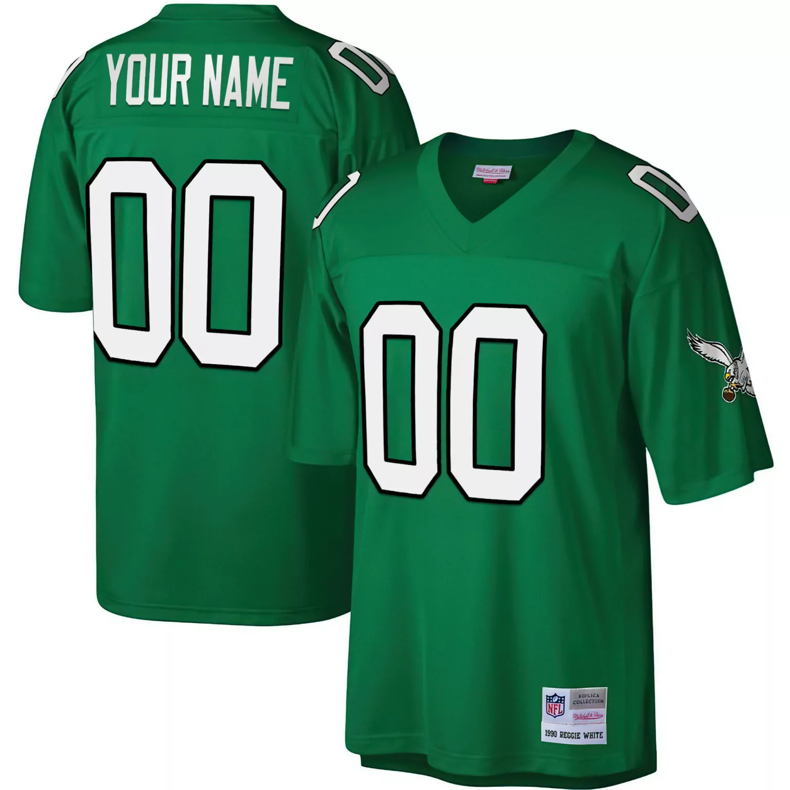 Custom Philadelphia Eagles Jersey Green Men Replica White Retired All Stitched