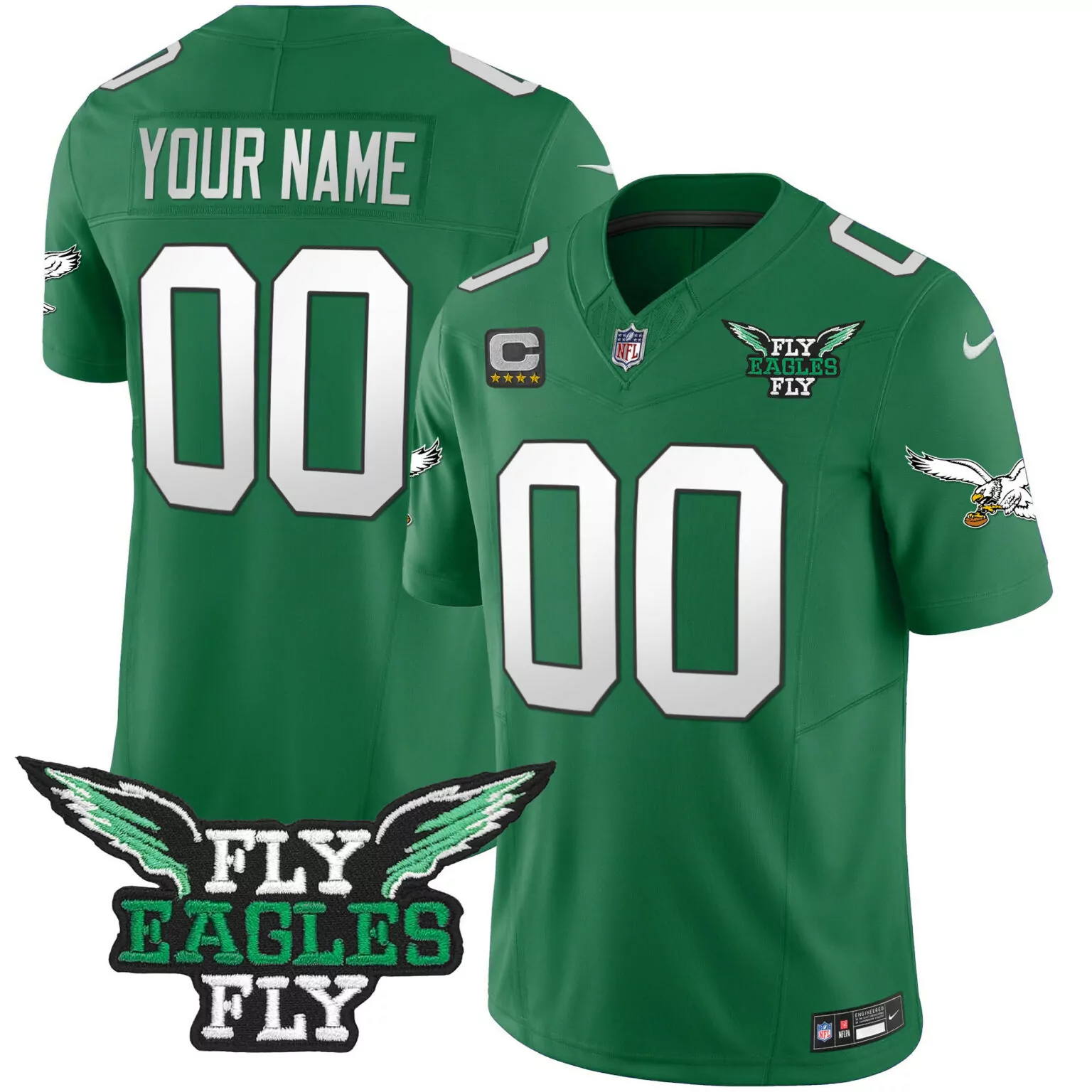 Custom Philadelphia Eagles Jersey Green Nflpa Men Standard White Black Throwback