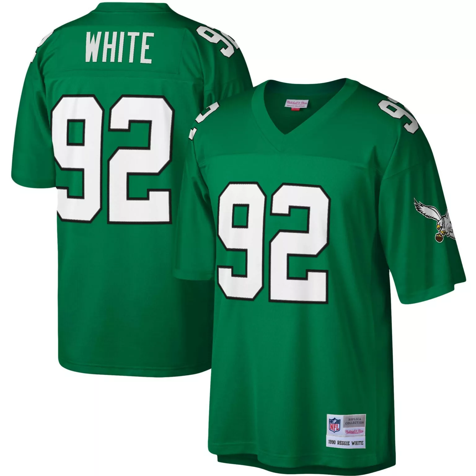 Reggie White 92 Eagles Jersey Green Mitchell & Ness Replica Collection Men Black