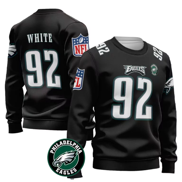 Reggie White 92 Jersey Black Philadelphia Eagles Sweatshirt Green Vapor Limited Collection