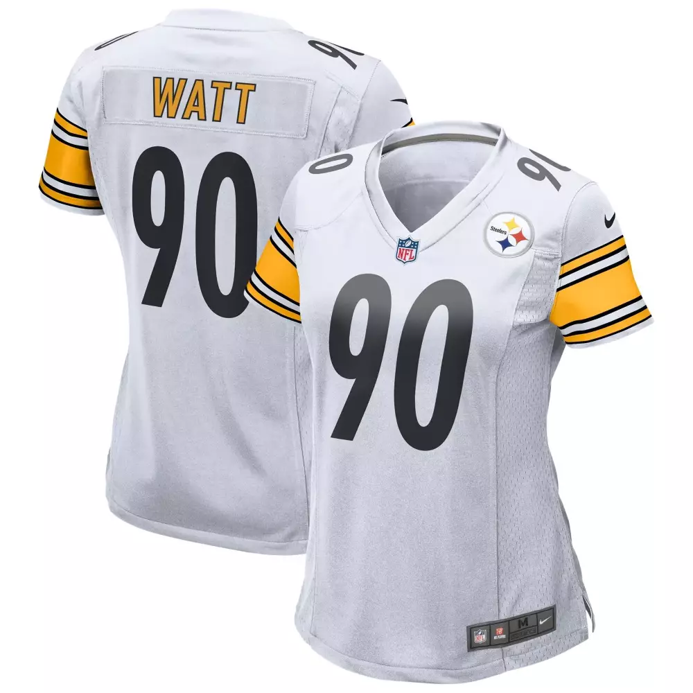 T.j. Watt 90 Pittsburgh Steelers Jersey White Women Official Alternate Yellow Black