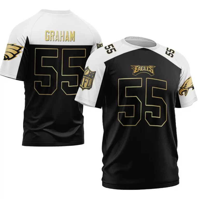 Brandon Graham 55 Eagles Jersey Black Men Split Design White Gold Vapor Alternate