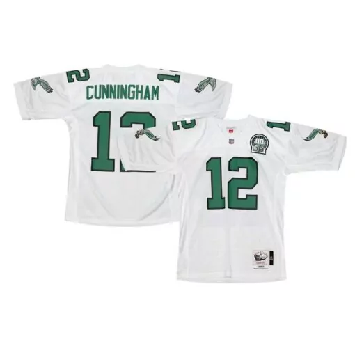 Randall Cunningham 12 Jersey White 40th Anniversary Philadelphia Eagles Men Green