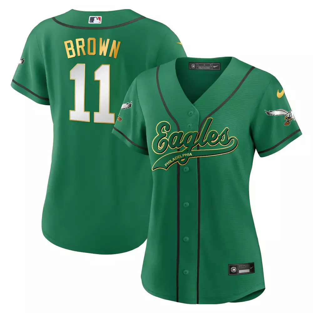 Aj Brown 11 Philadelphia Eagles Jersey Green Gold White Black All Stitched