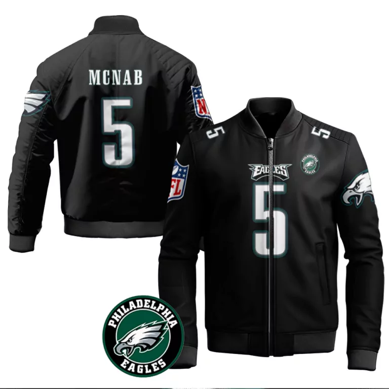 Donovan Mcnab 5 Jersey Black Null Philadelphia Eagles Men Bomber Jacket Green White