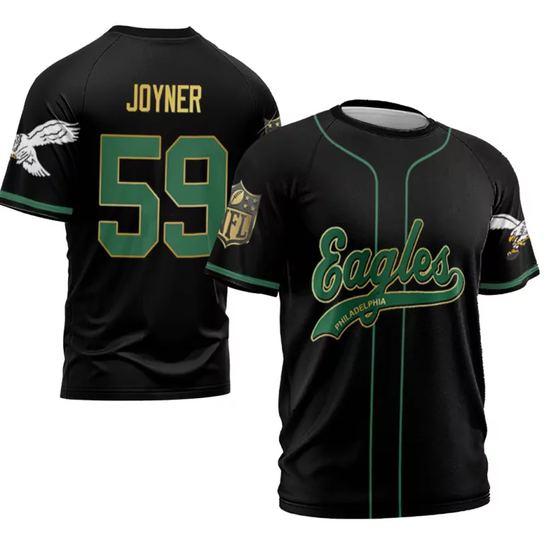 Seth Joyner 59 Jersey Black Philadelphia Eagles Green Gold Retired