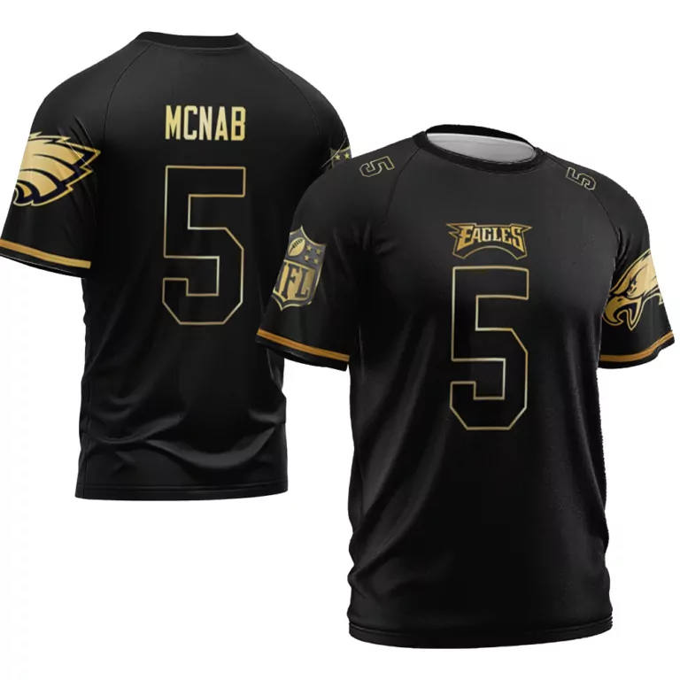 Donovan Mcnab 5 Eagles Jersey Black Men Gold Vapor