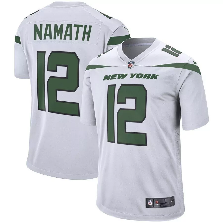 Joe Namath 12 New York Jets Jersey White Men Green Retired Game