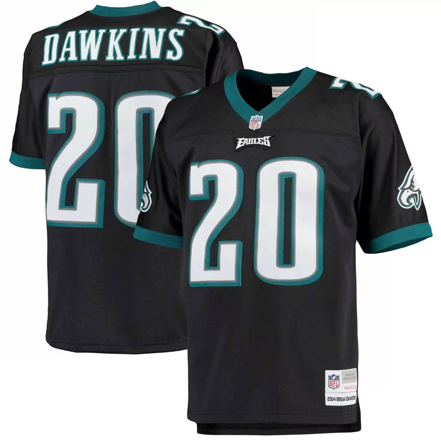 Brian Dawkins 20 Eagles Jersey Black 2004 Replica Men Green White Retired