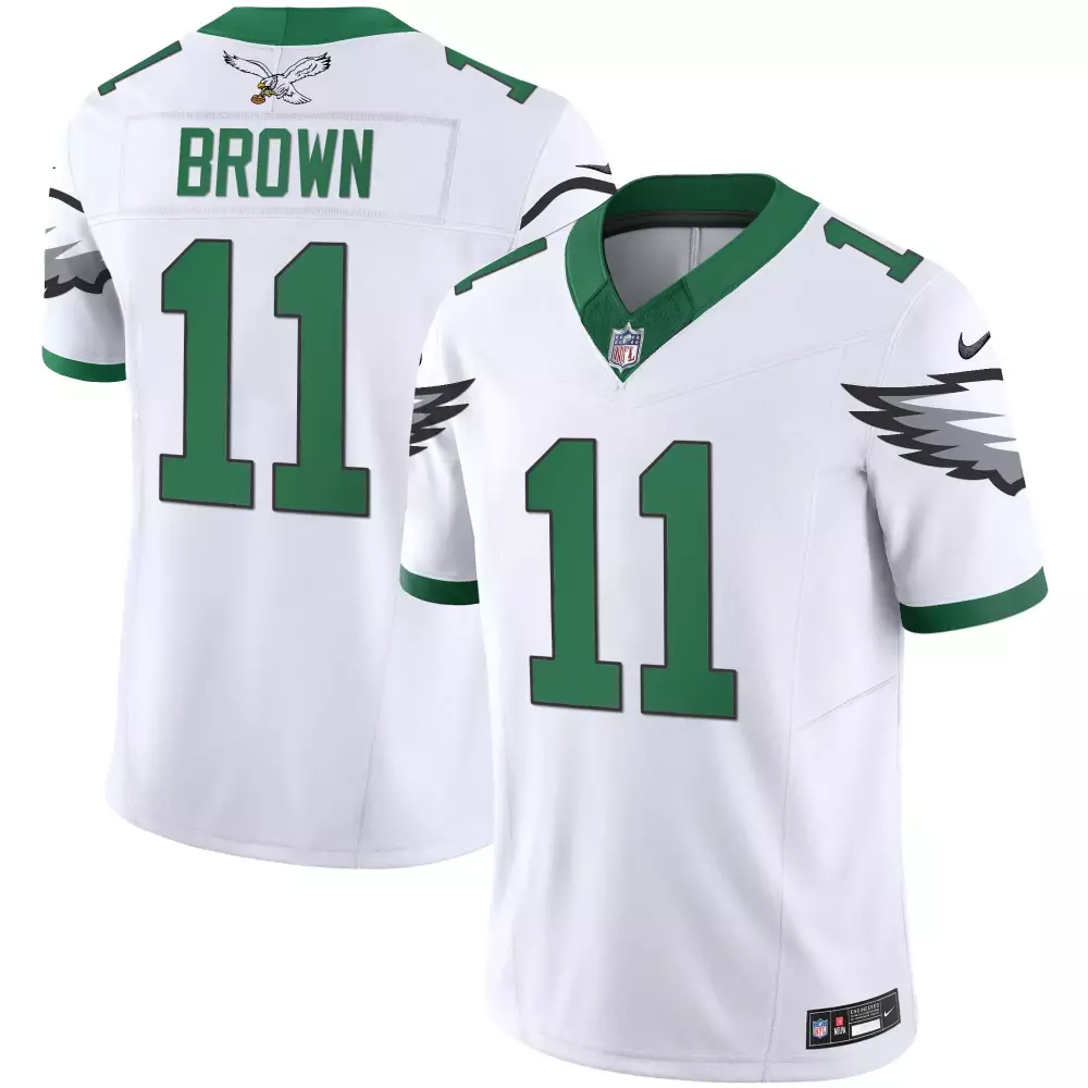 Brian Dawkins 11 Eagles Jersey White Men Green Vapor Limited v3 All Stitched
