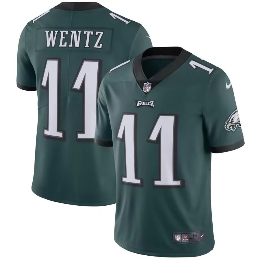 Carson Wentz 11 Eagles Jersey Green Men Replica White Black Vapor Limited