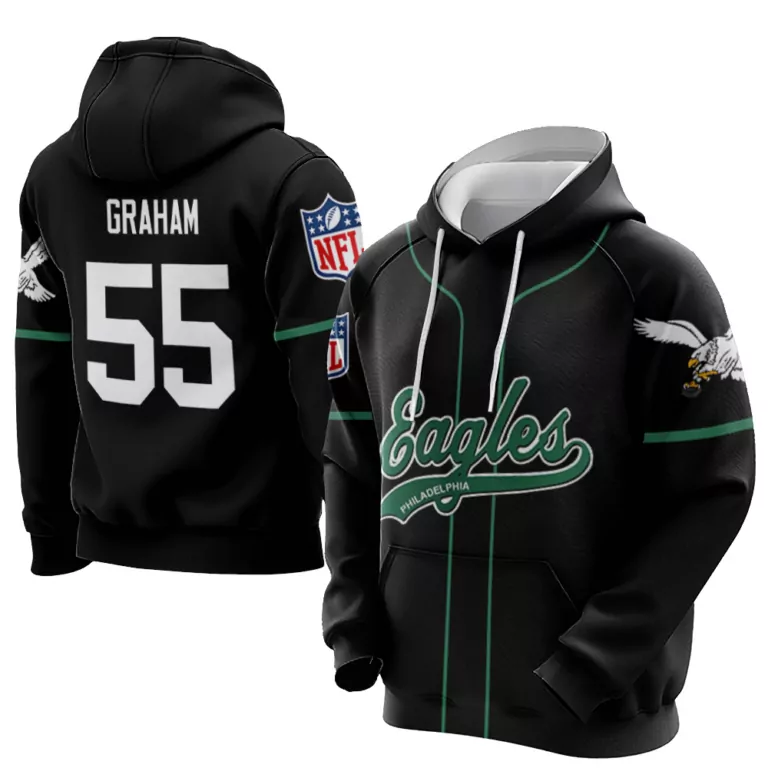 Brandon Graham 55 Jersey Black Philadelphia Eagles Men Hoodie Green White Retired