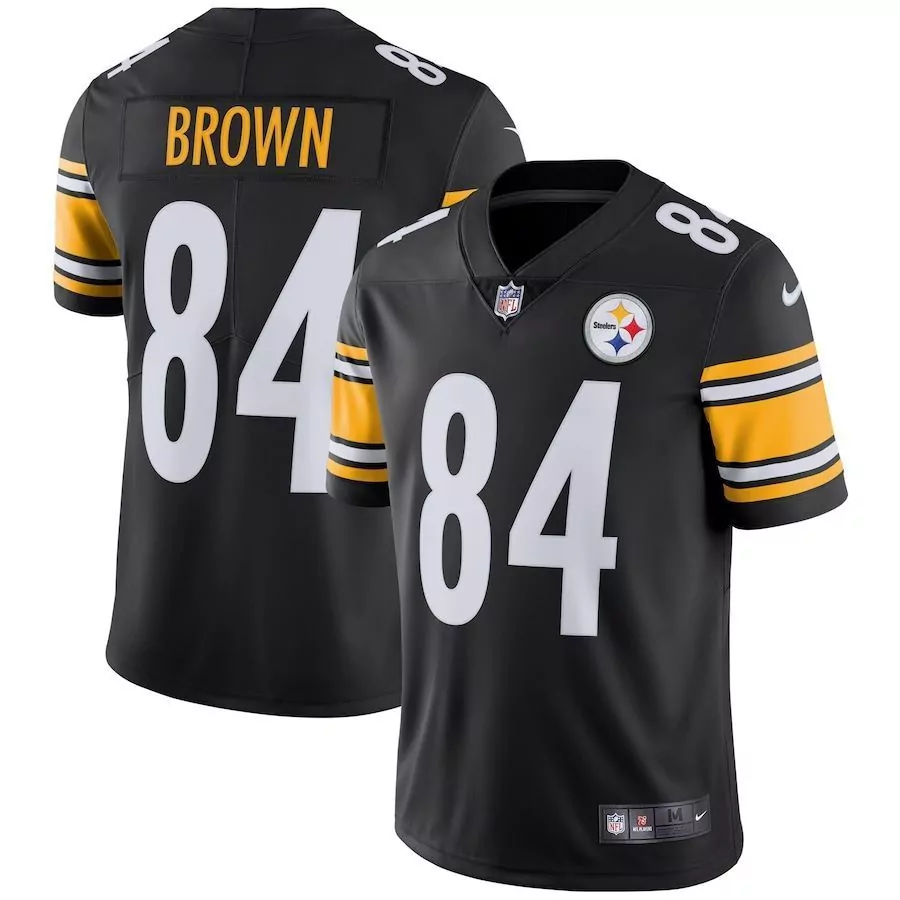 Antonio Brown 84 Steelers Jersey Black Men Yellow White Vapor