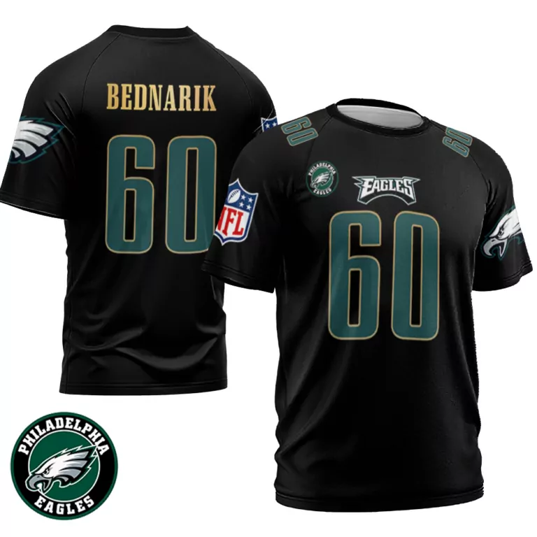 Chuck Bednarik 60 Jersey Black Philadelphia Eagles Men Green Gold
