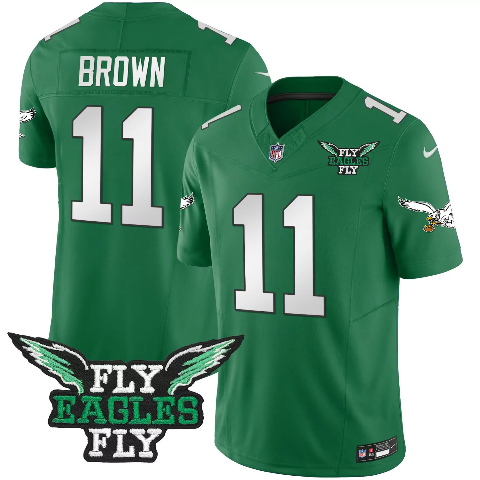 Aj Brown 11 Philadelphia Eagles Jersey Green Nflpa Men Standard White Black Throwback