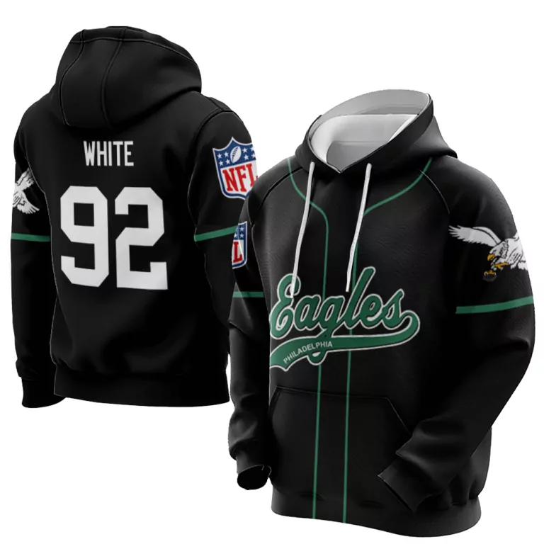 Reggie White 92 Jersey Black Philadelphia Eagles Men Hoodie Green Retired