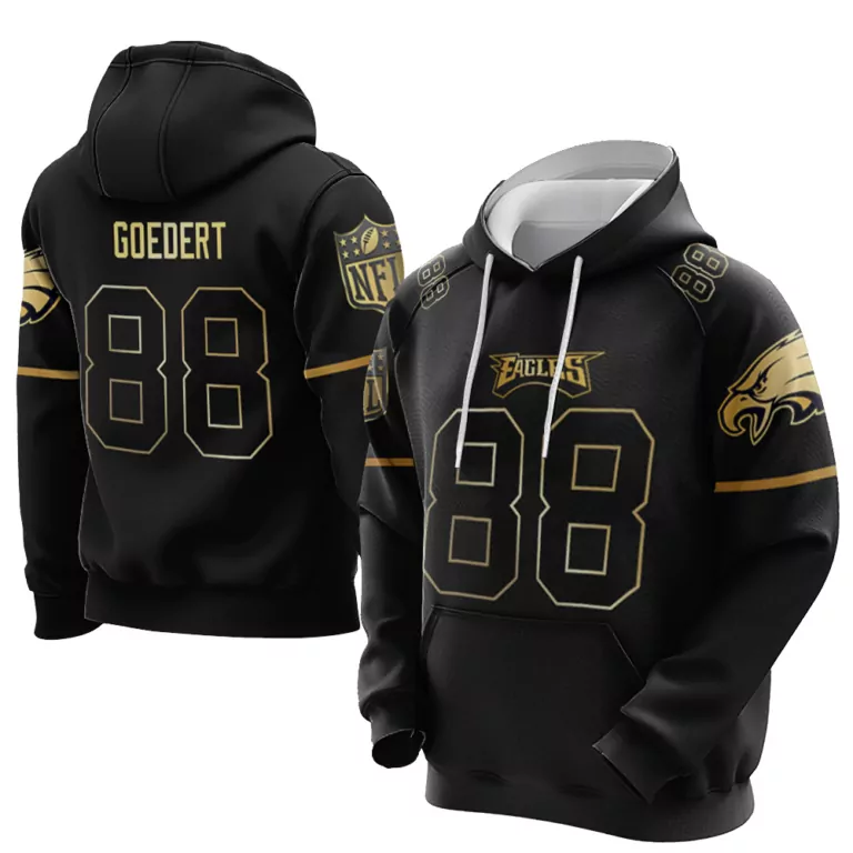 Dallas Goedert 88 Eagles Jersey Black Men Hoodie Gold Vapor
