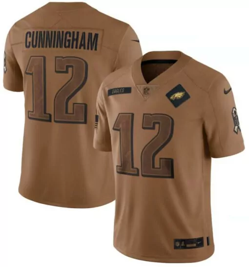 Randall Cunningham 12 Eagles Jersey Brown Eagle Breast Cancer Ribbon Men Authentic