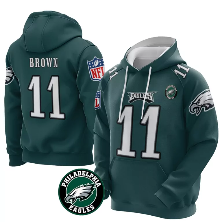 Aj Brown 11 Philadelphia Eagles Jersey Green Men Hoodie White Black Vapor Limited