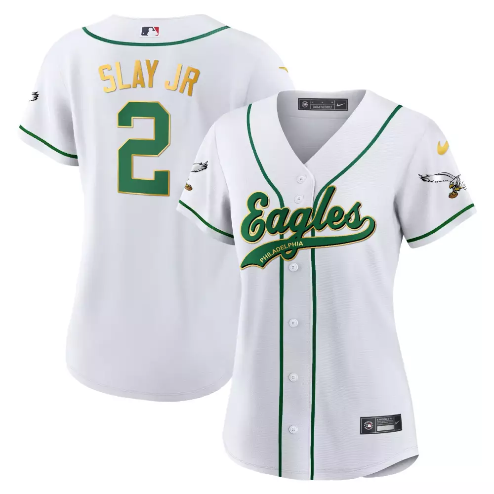 Aj Brown 2 Philadelphia Eagles Jersey White Women Green Gold All Stitched