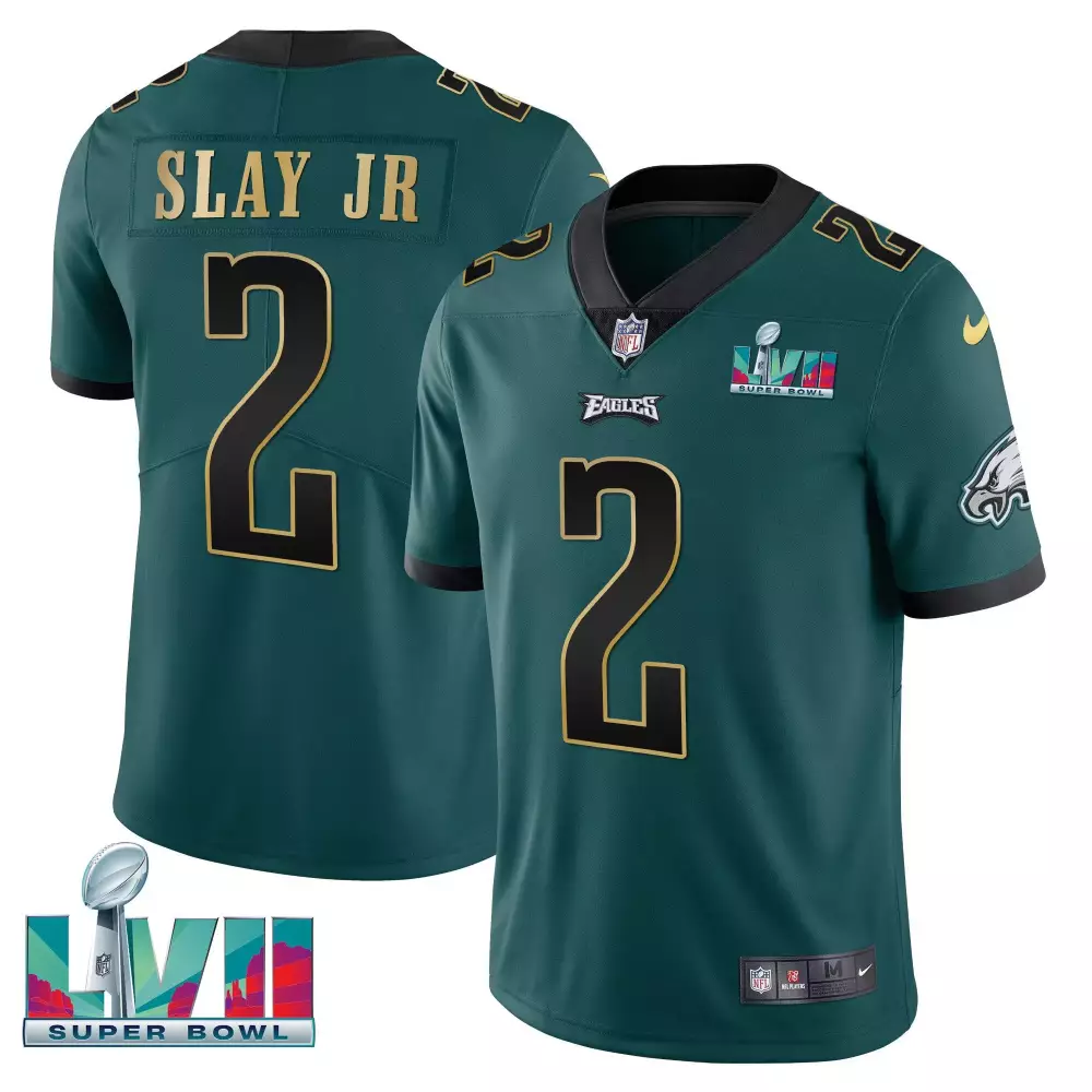 Slay Jr 2 Eagles Jersey Green Super Bowl Lvii Men Black Gold Vapor All Stitched