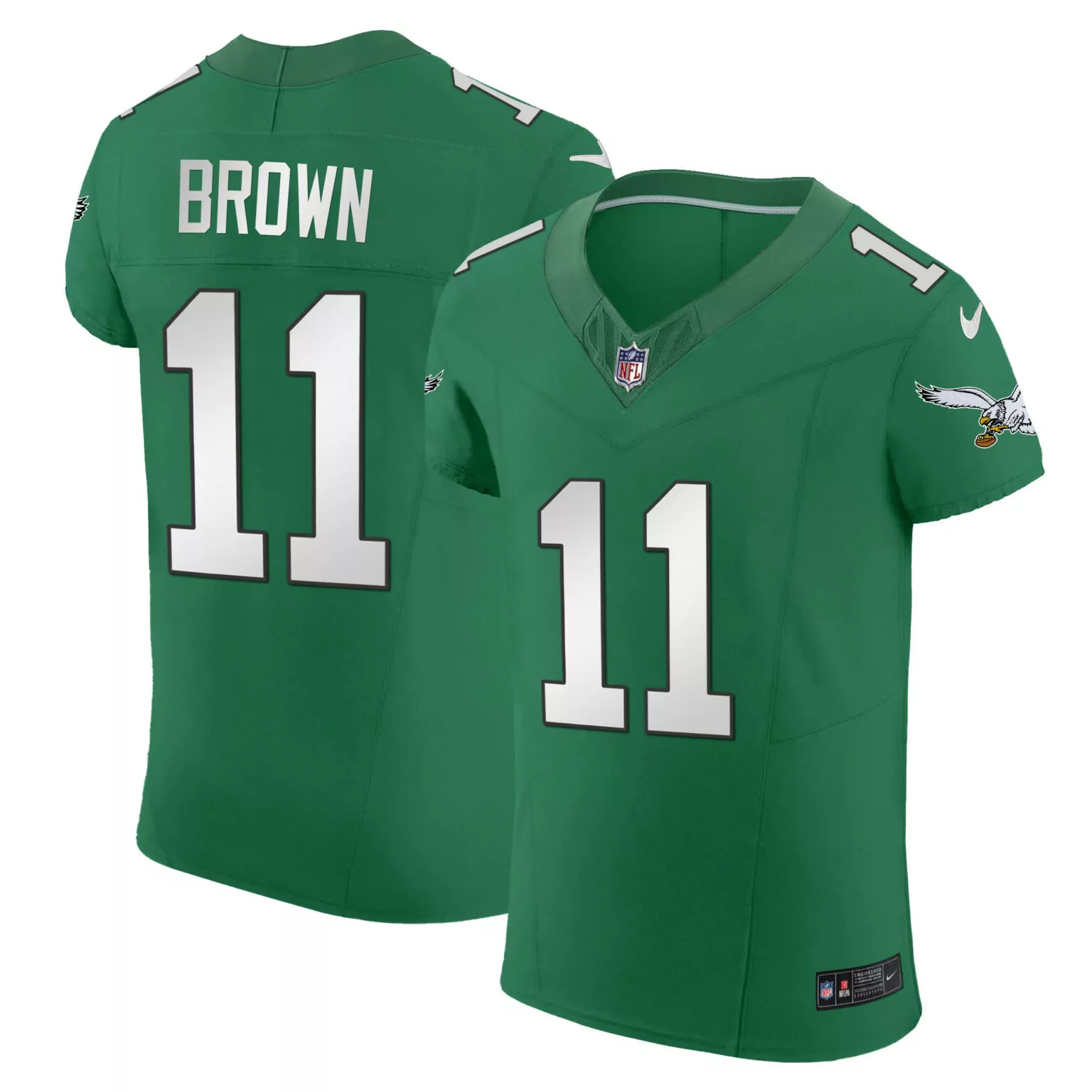 Aj Brown 11 Philadelphia Eagles Jersey Green Men Official White All Stitched