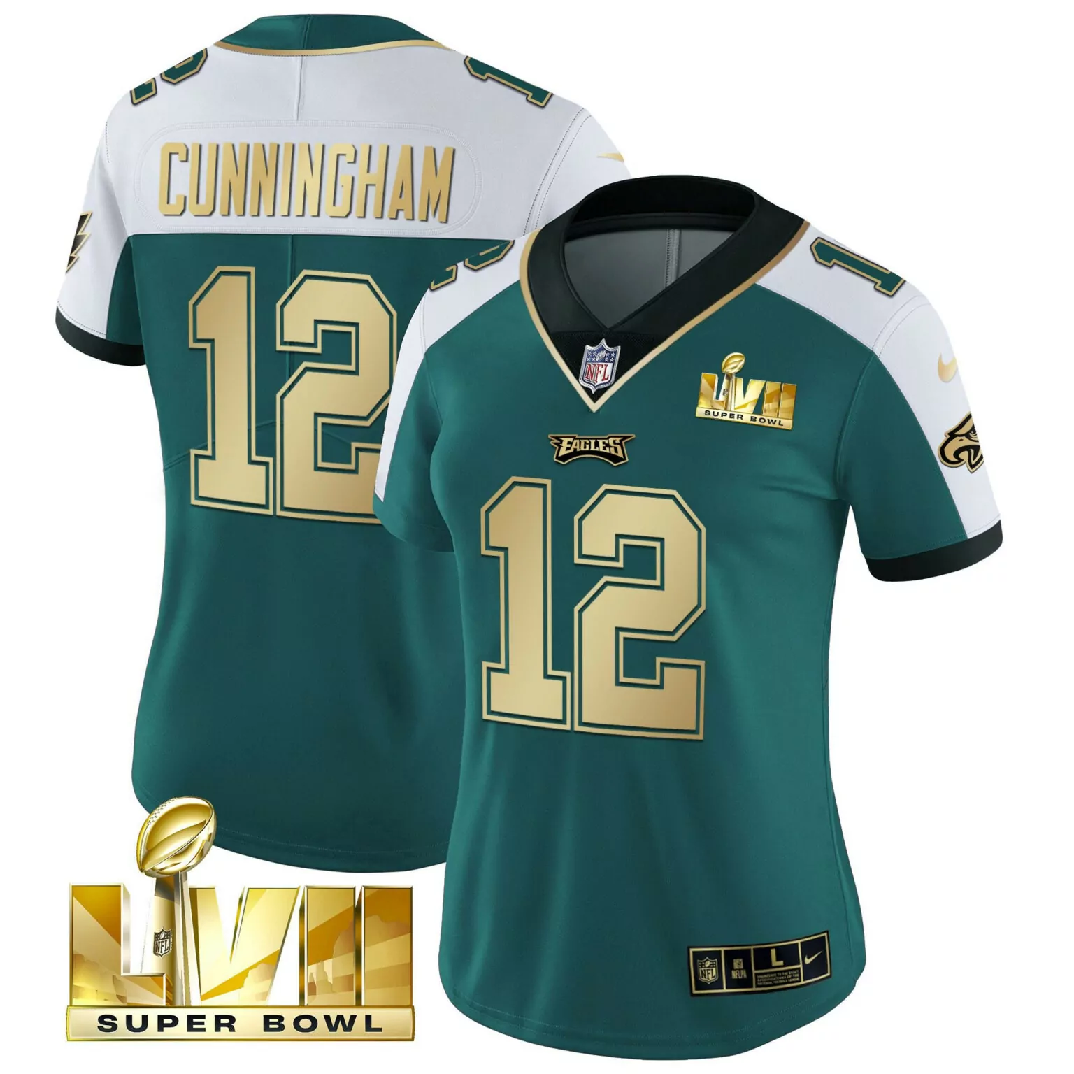 Randall Cunningham 12 Eagles Jersey Green Super Bowl Lvii Men White Black Alternate