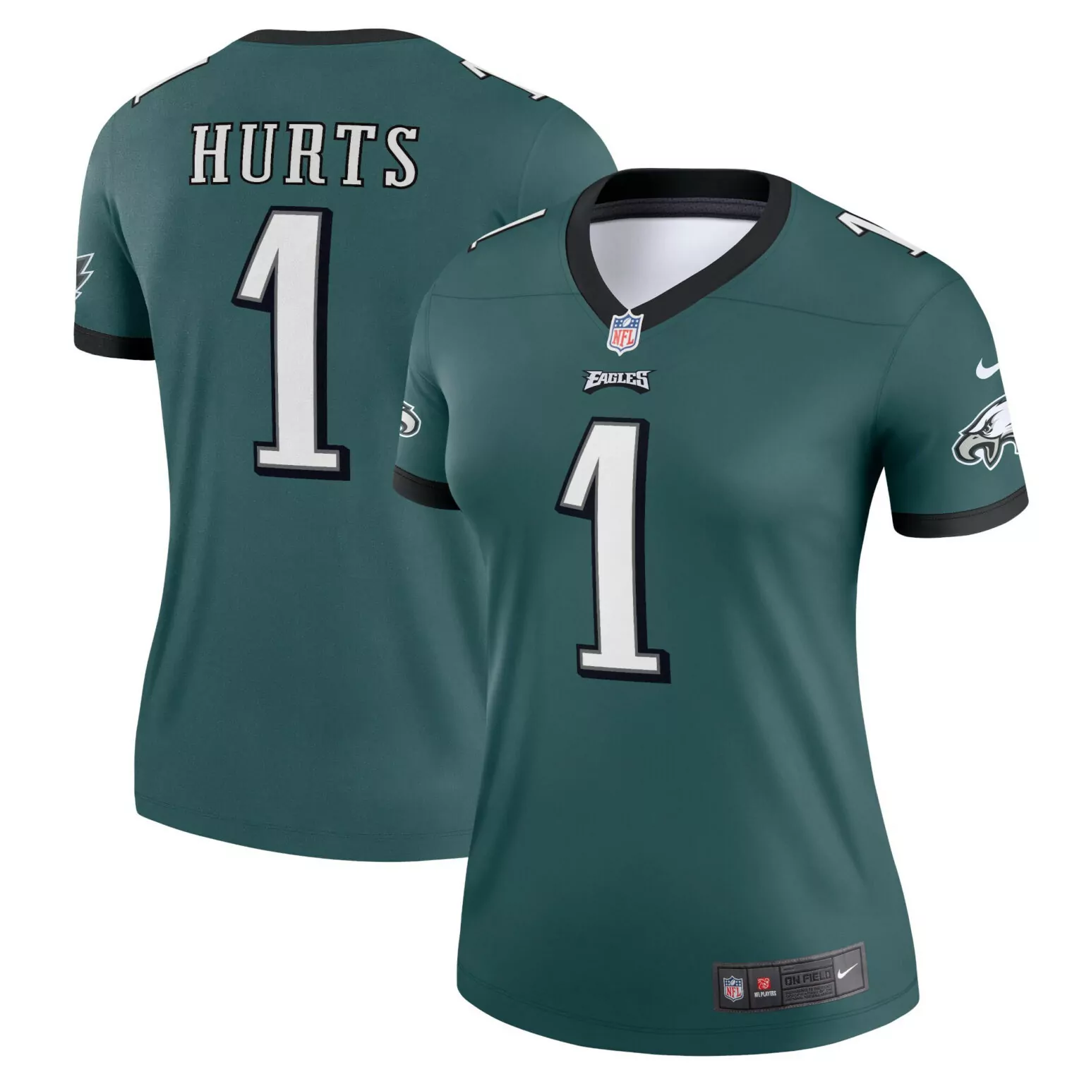 Jalen Hurts 1 Eagles Jersey Green Men Replica Black White
