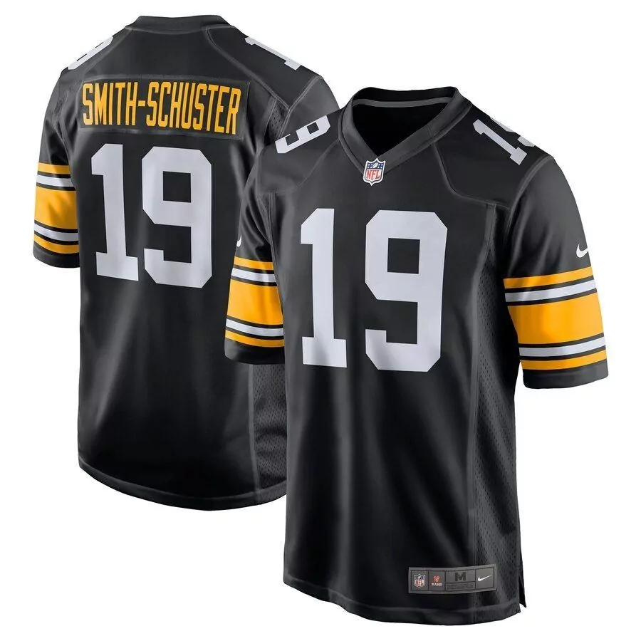 Juju Smith 19 Steelers Jersey Black Men Yellow White Alternate Game