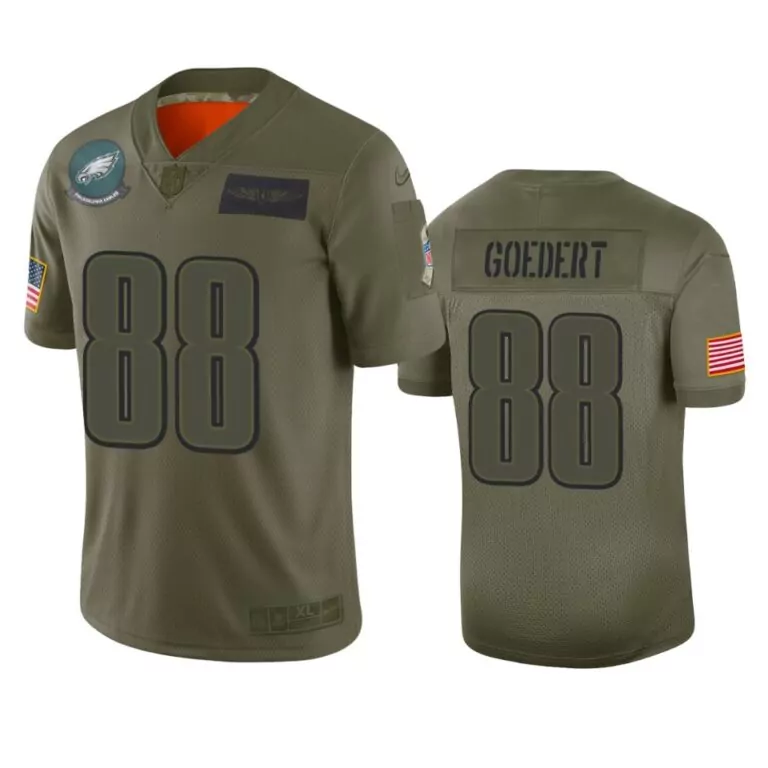 Dallas Goedert 88 Jersey Olive Drab Salute To Service Philadelphia Eagles Us Flag
