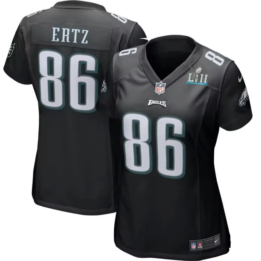Zach Ertz 86 Eagles Jersey Black Super Bowl Lii Men NFL White Green Game