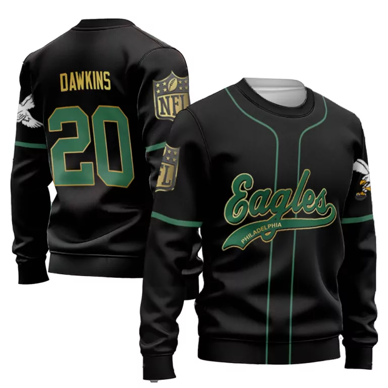 Brian Dawkins 20 Jersey Black Philadelphia Eagles Men Green Gold Retired