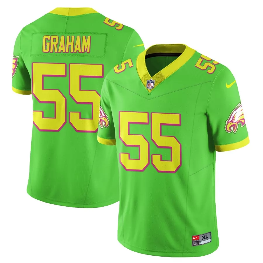 Brandon Graham 55 Jersey Green Kelly Philadelphia Eagles Men Alternate Yellow Pink