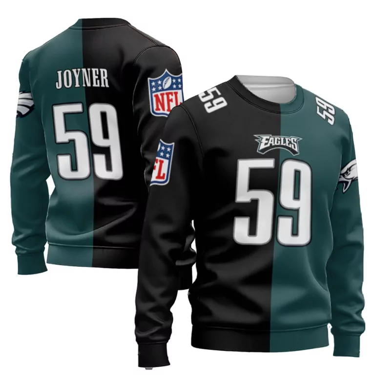Seth Joyner 59 Eagles Jersey Green Men Sweater Split Design Black