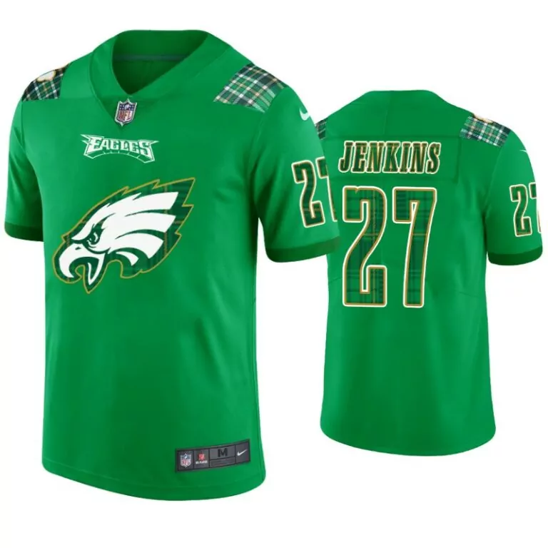 Malcolm Jenkins 27 Eagles Jersey Green Men Standard White Gold