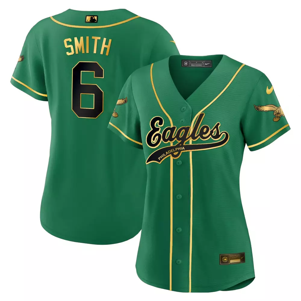 Devonta Smith 6 Eagles Jersey Green Women Gold Black Limited All Stitched