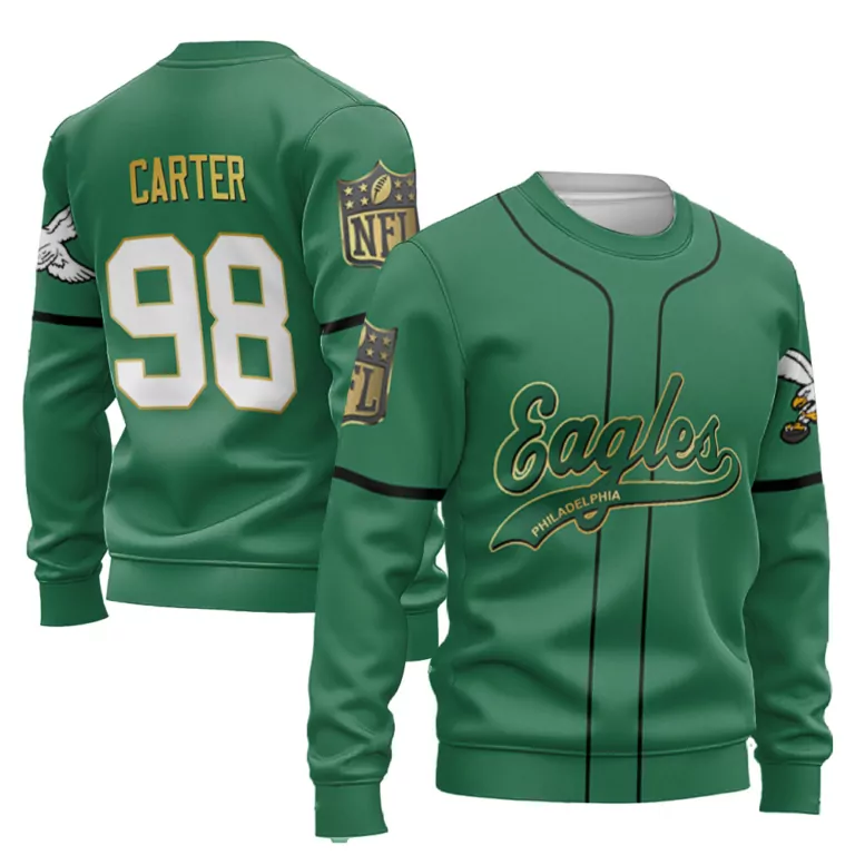 Jalen Carter 98 Jersey Green Philadelphia Eagles Men White Gold Black Retired