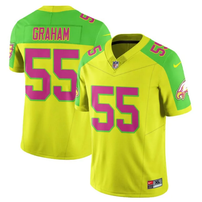 Brandon Graham 55 Jersey Lime Green Philadelphia Eagles Men Alternate Hot Pink All