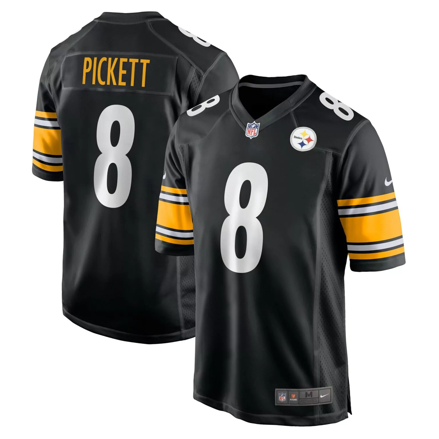 Kenny Pickett 8 Jersey Black Pittsburgh Steelers Men Authentic Yellow White Game